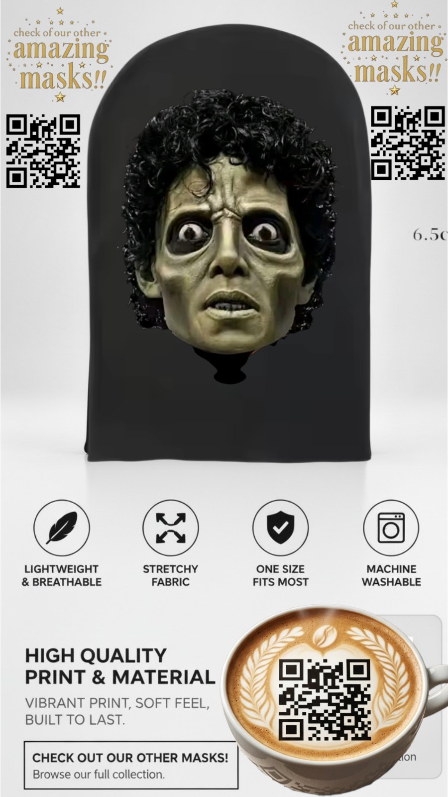 Michael Jackson King Thriller Zombie FACE MASK Halloween Costume Cosplay 🥳Party Michael Jackson King Thriller Zombie FACE MASK Halloween Costume Cosplay 🥳Party