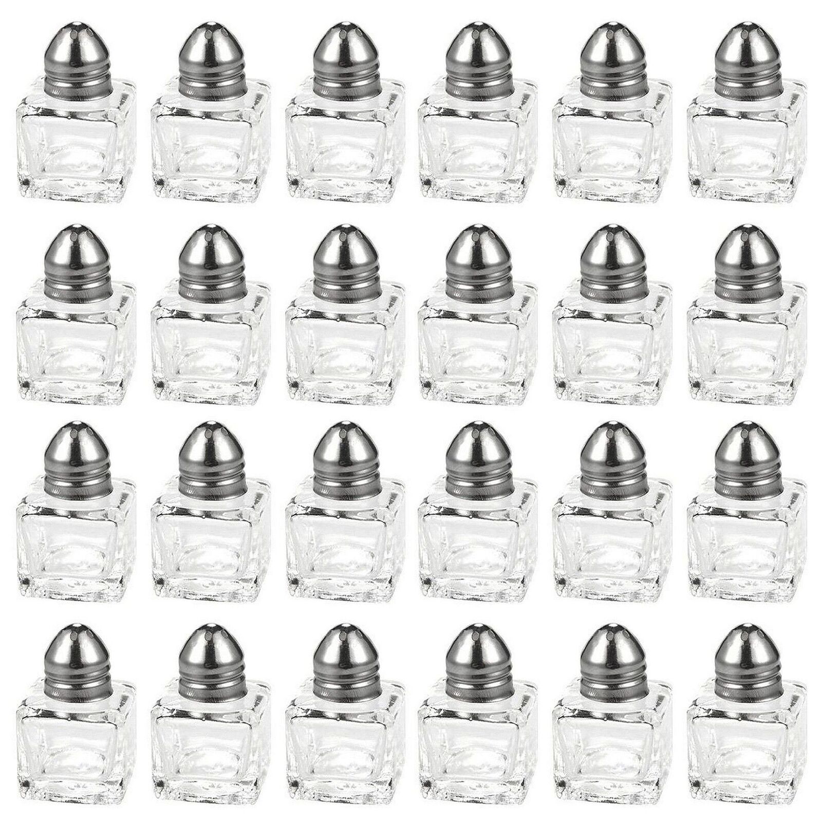 24 PCS 0.5 oz Stainless Steel Top Salt & Pepper Shakers Glass Bottle Kitchenware