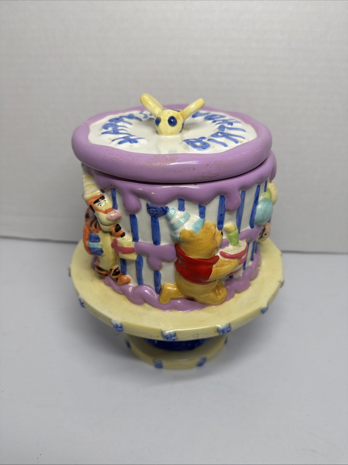 Vintage Disney FTD Winnie the Pooh & Friends Happy Birthday Cookie Jar