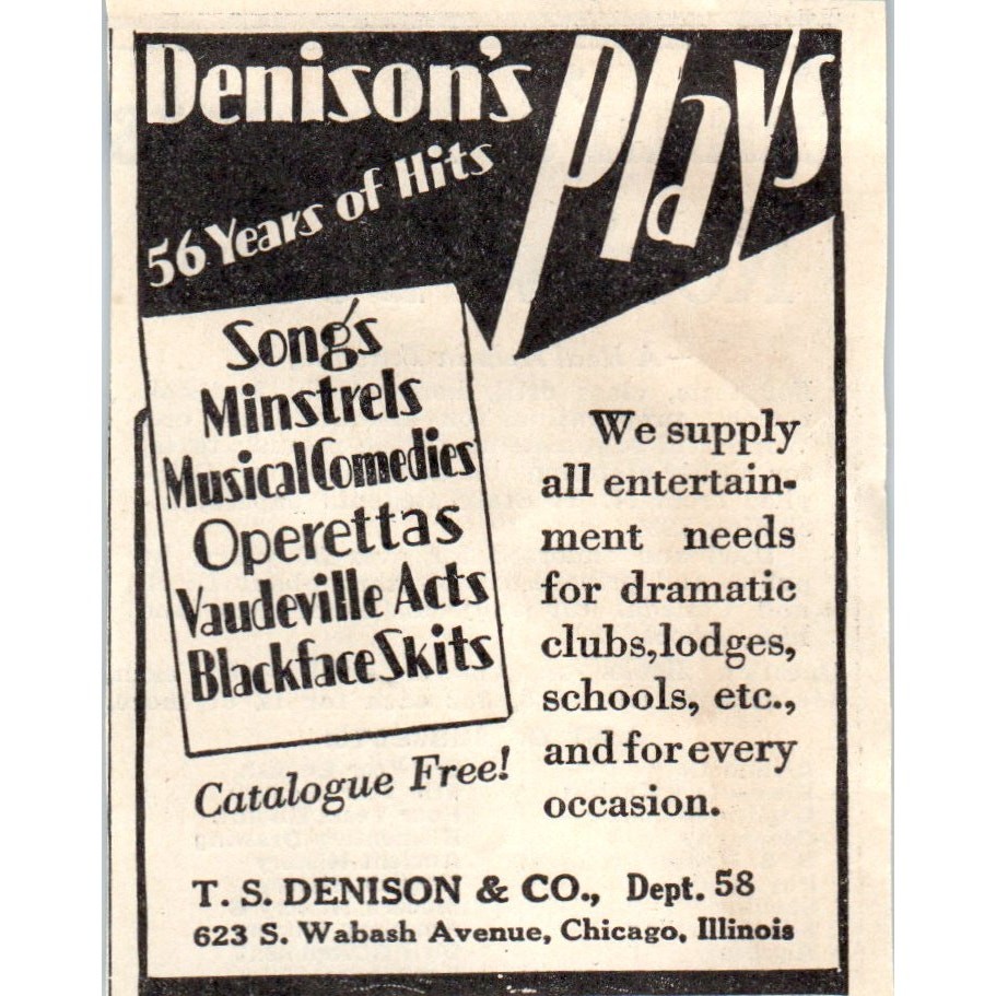 T.S. Denison & Co Chicago Denison\'s Plays 1930s Magazine Advertisement AE4-I1