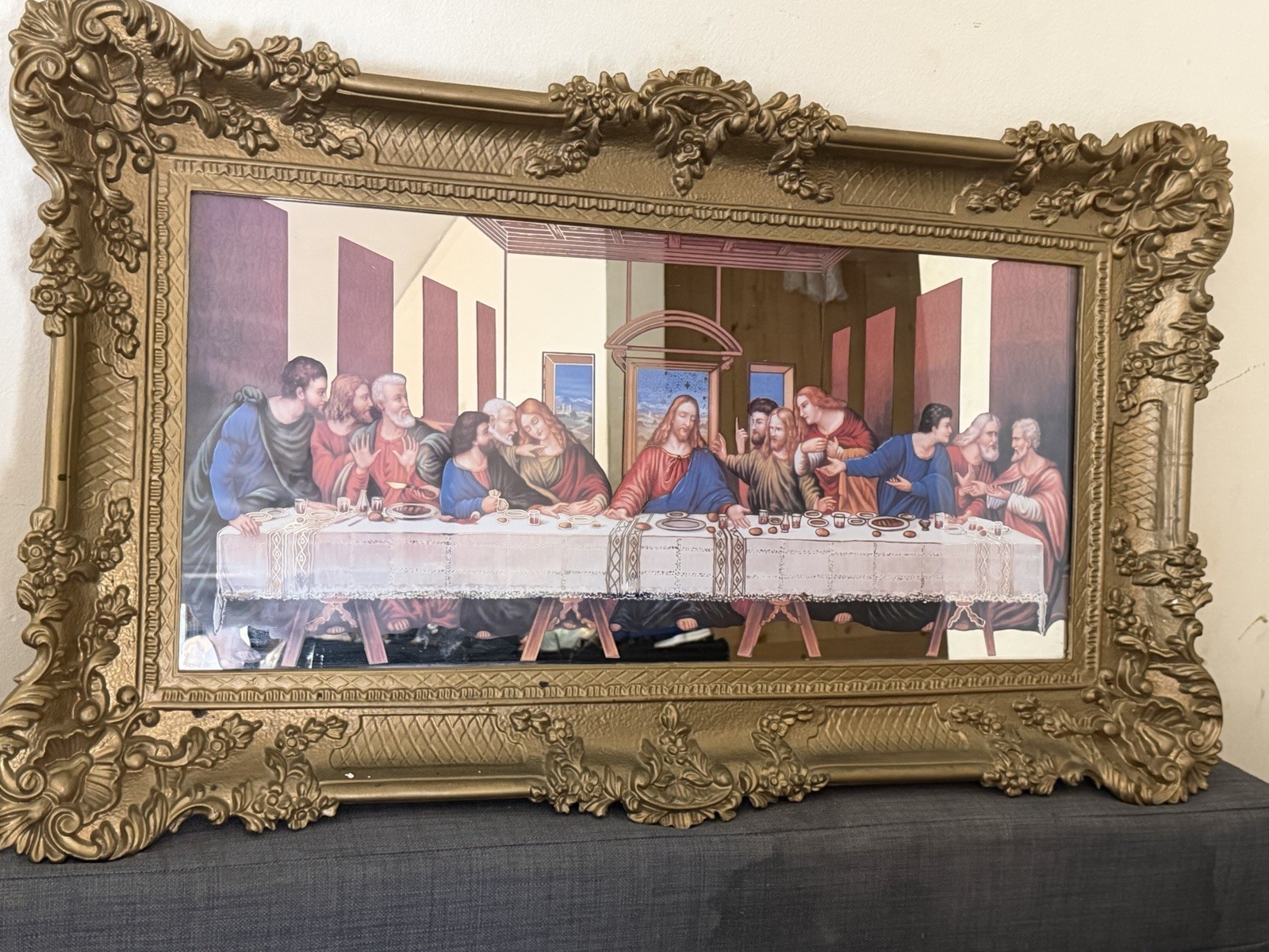 Last ✨Supper✨ Mirror Art Large Ornate Baroque Gold Frame 36x21 Religious ✨