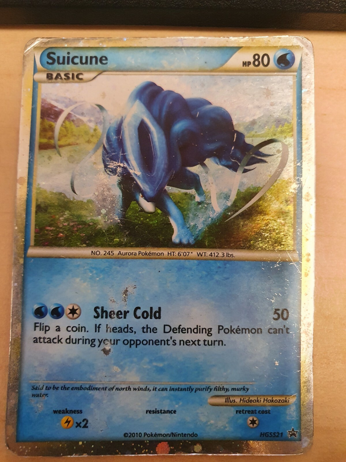 Pokemon Base Suicune card HGSS21 foil card Whole Holo