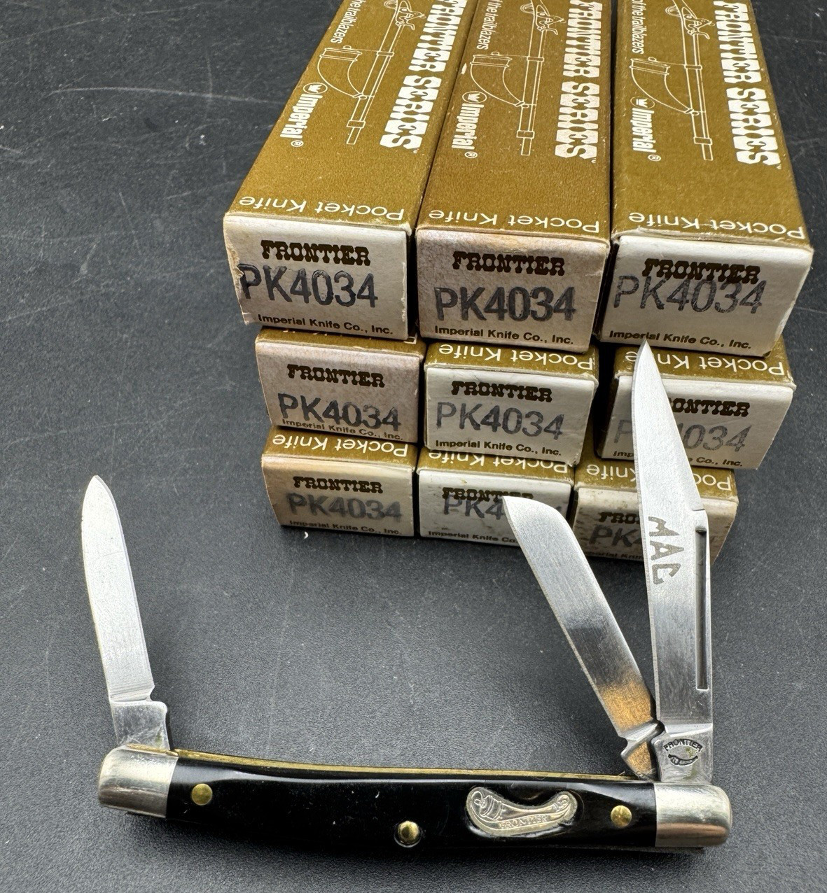 NEW Vintage Imperial Frontier MAC TOOLS PK4034 Pocket Knife Stockman USA 2-3/4”