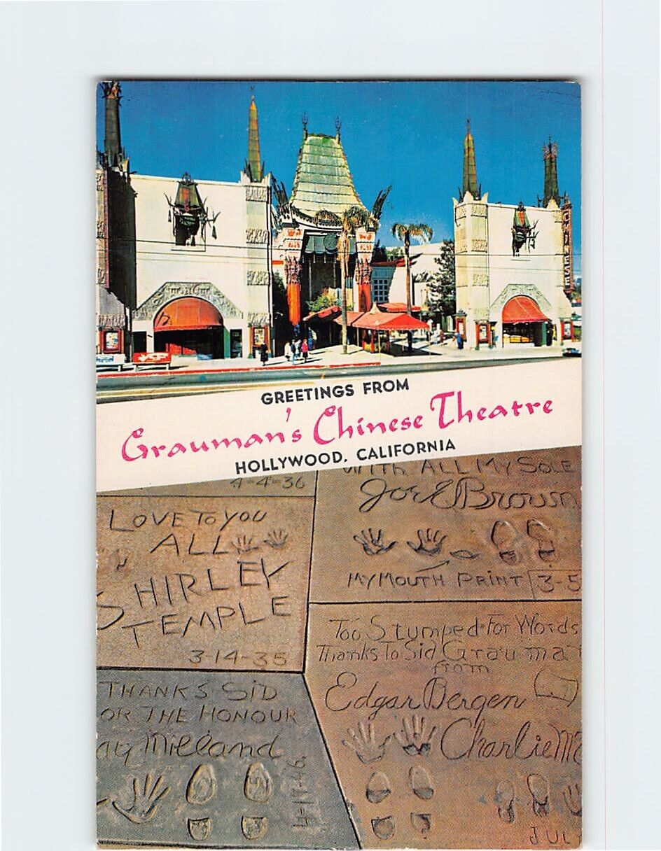 Postcard Greetings from Grauman's Chinese Theater Hollywood California USA