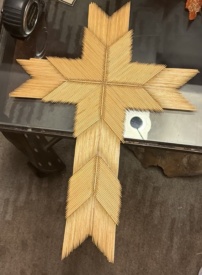 Vintage Handcrafted Toothpick Folk Art Wall Cross