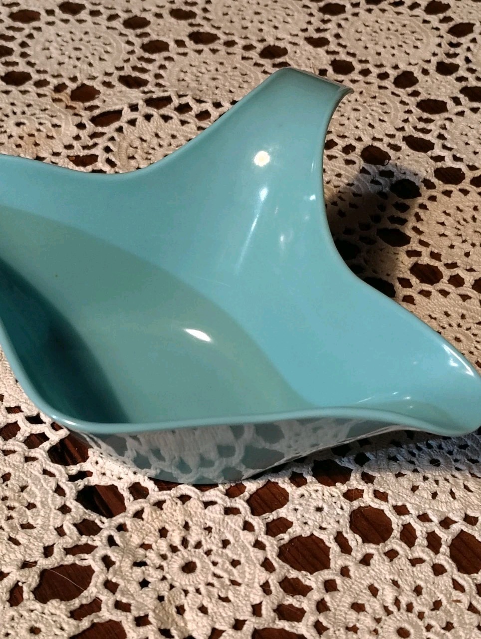 Brookpark Turquoise Blue Three Spout Gravy Boat MCM Melamine Serving Collectible