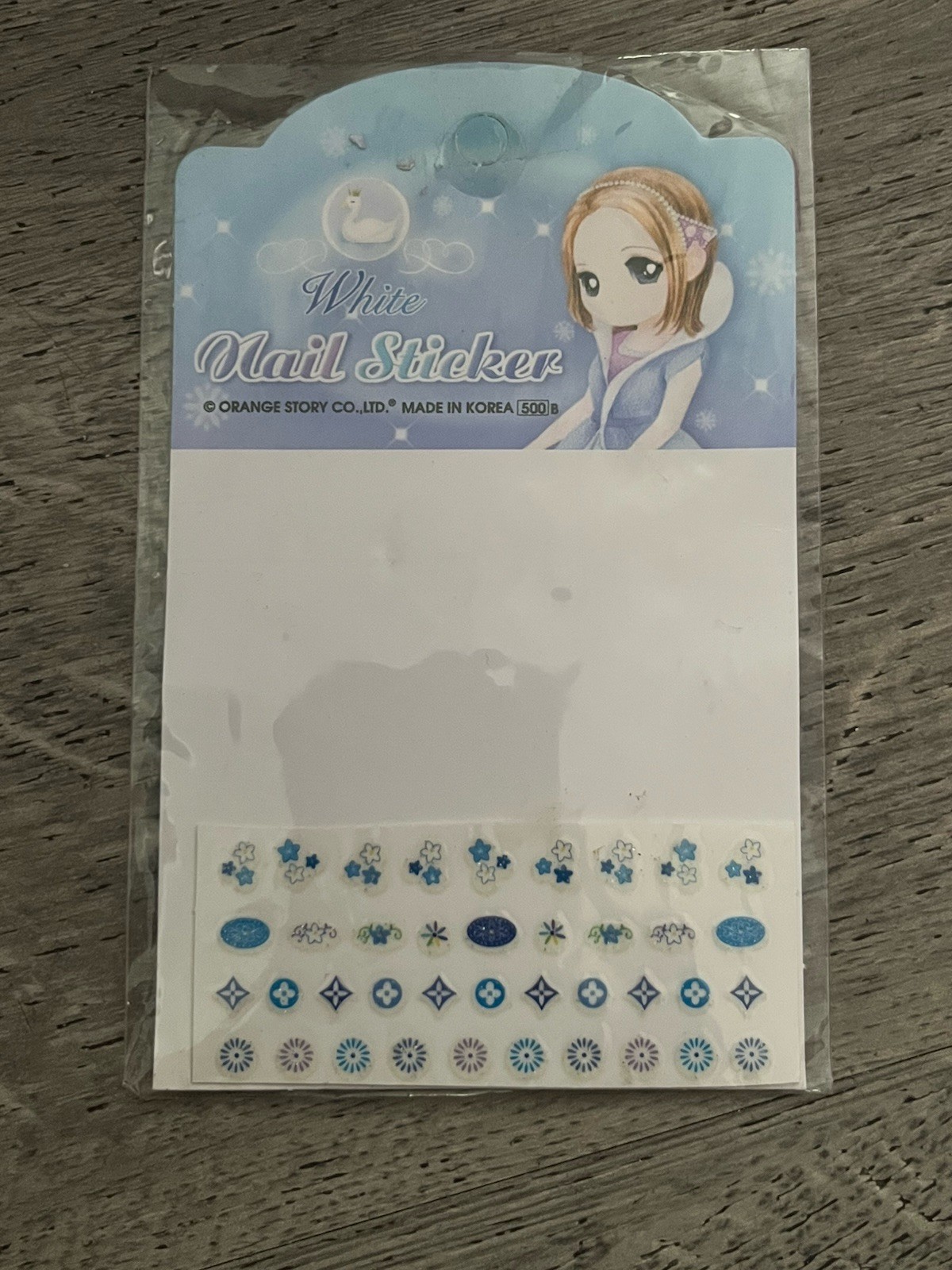 Vintage Lovely White Orange Story Nail Stickers Rare 