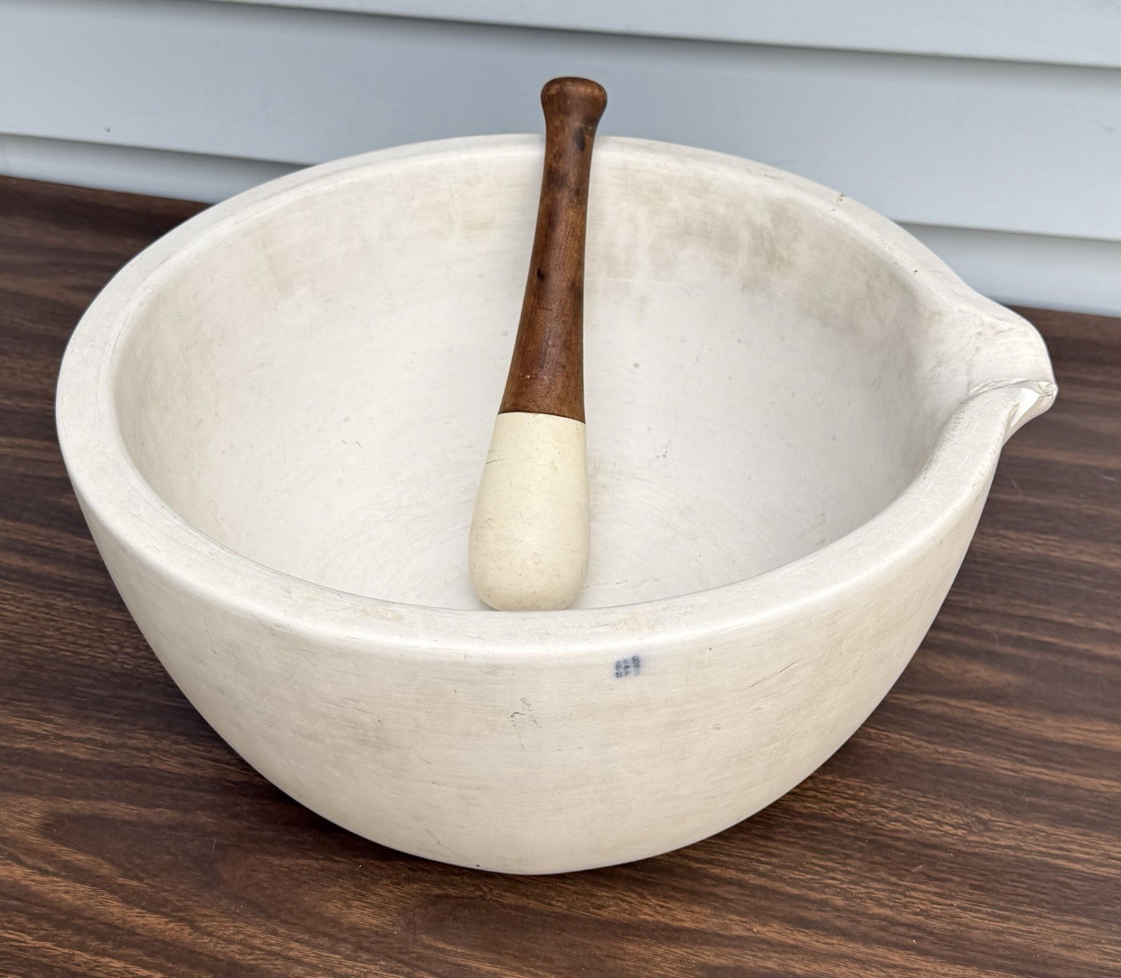 Huge COORS 12” Diameter Porcelain MORTAR and 9-1/2” Pestle-MORTAR WEIGHS 27 Lbs