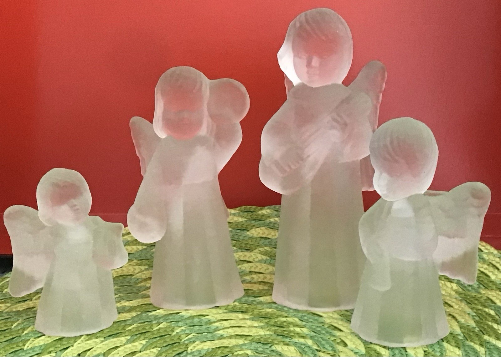 Vintage 1993 Macy\'s Crystal Angel Candle Holders Set of 4 Christmas K1852