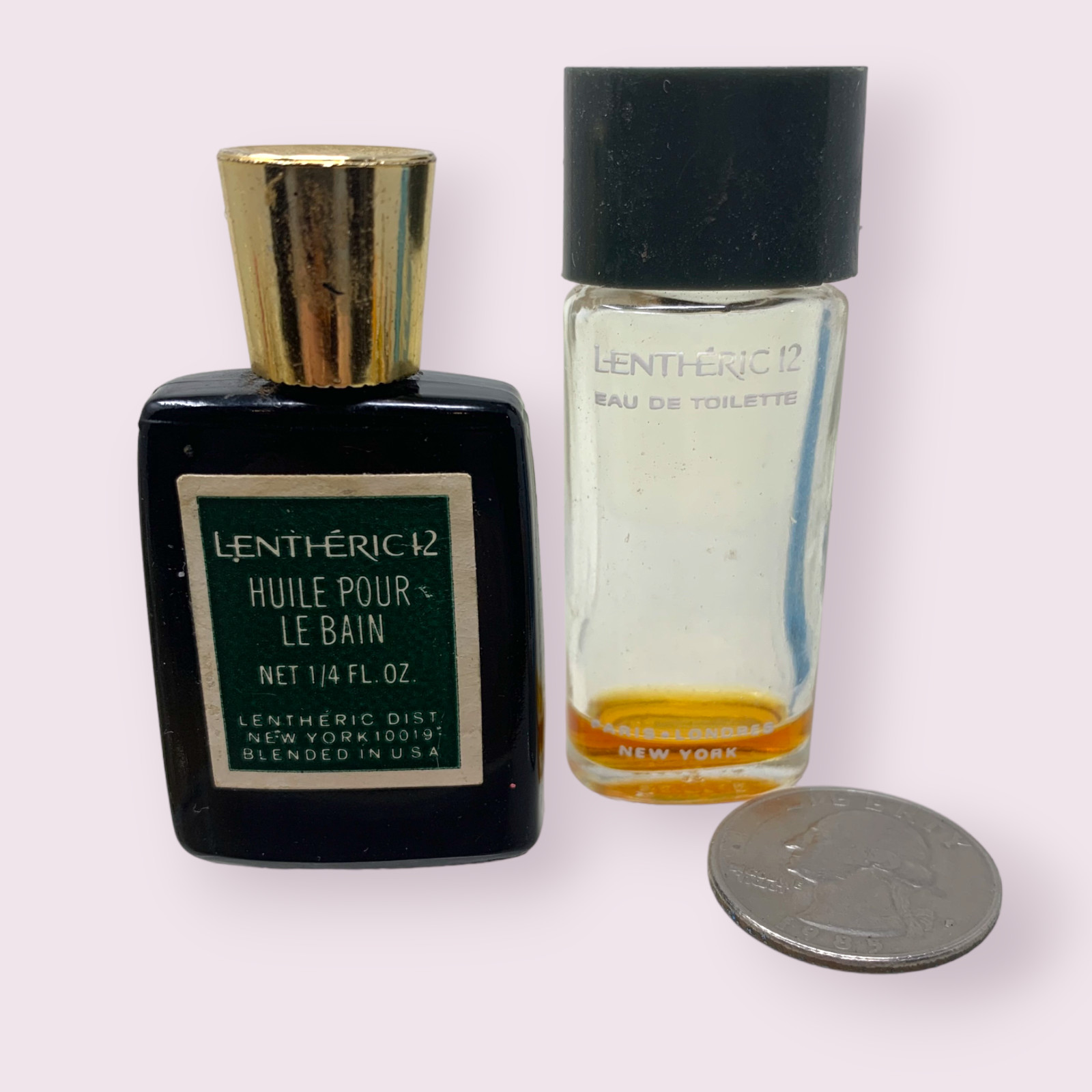 Vintage 1950's Lentheric 12 Huile Pour Le Bain Bath Oil .25 fl oz + Bonus EDT