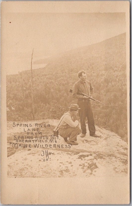 c1910 Cherryfield, Maine / Hunting Real Photo RPPC Postcard 