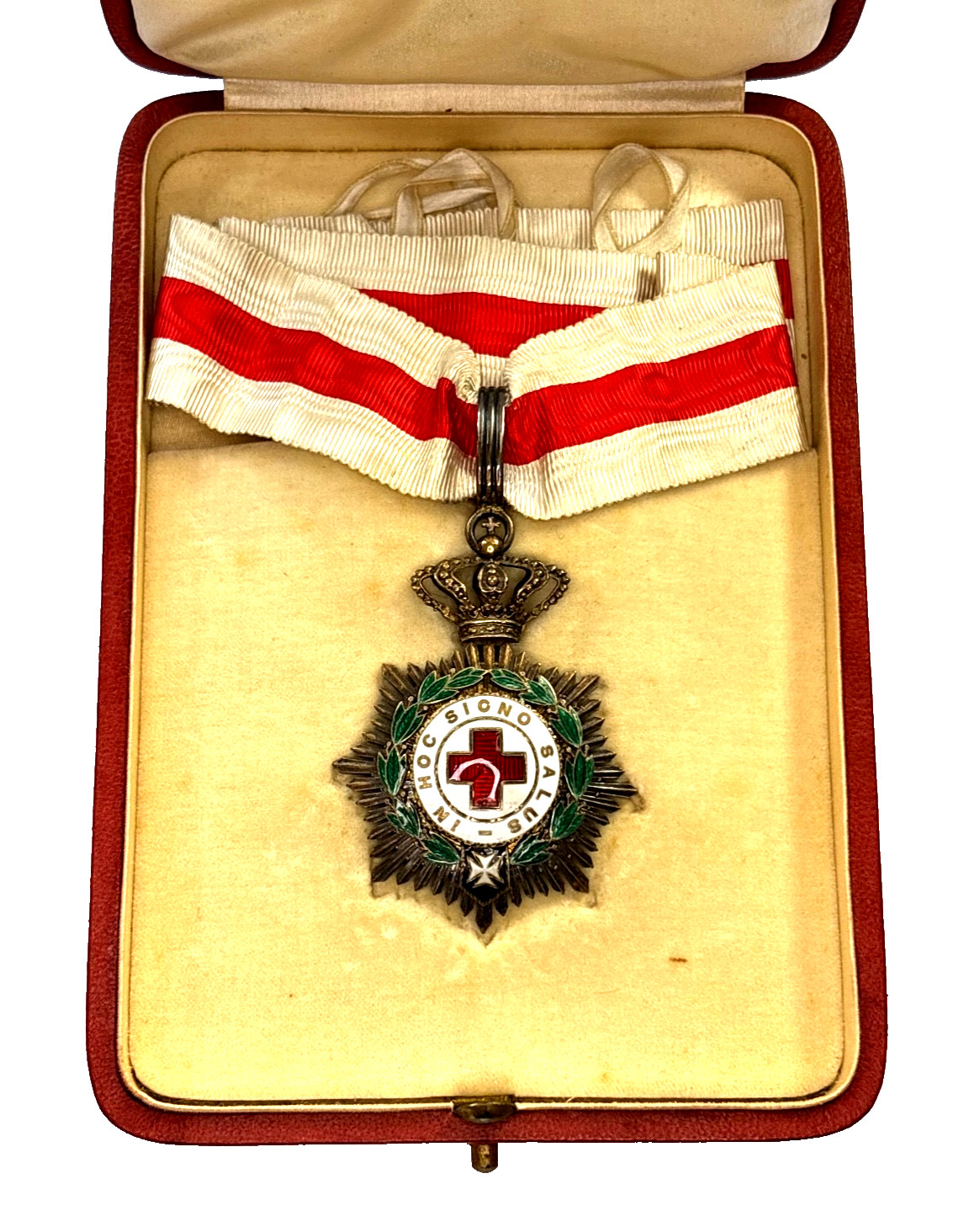 Spain Order of the Red Cross Commander Class Medal w/ Original Case T&B Rome