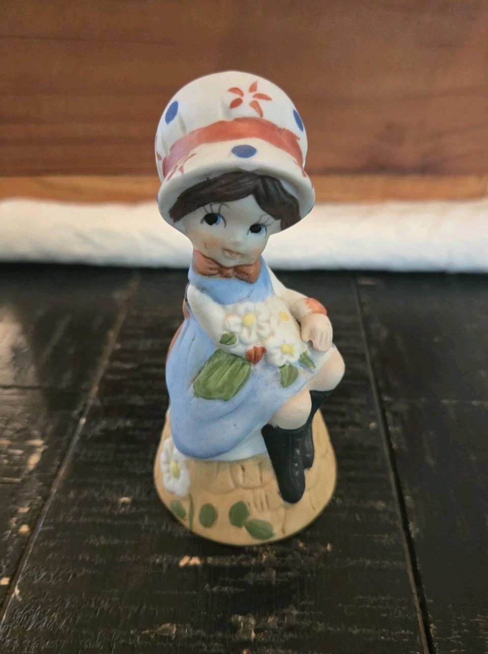 1978 Jasco Adorabelles Porcelain Bisque Bell Figurine Little Girl Kitten 