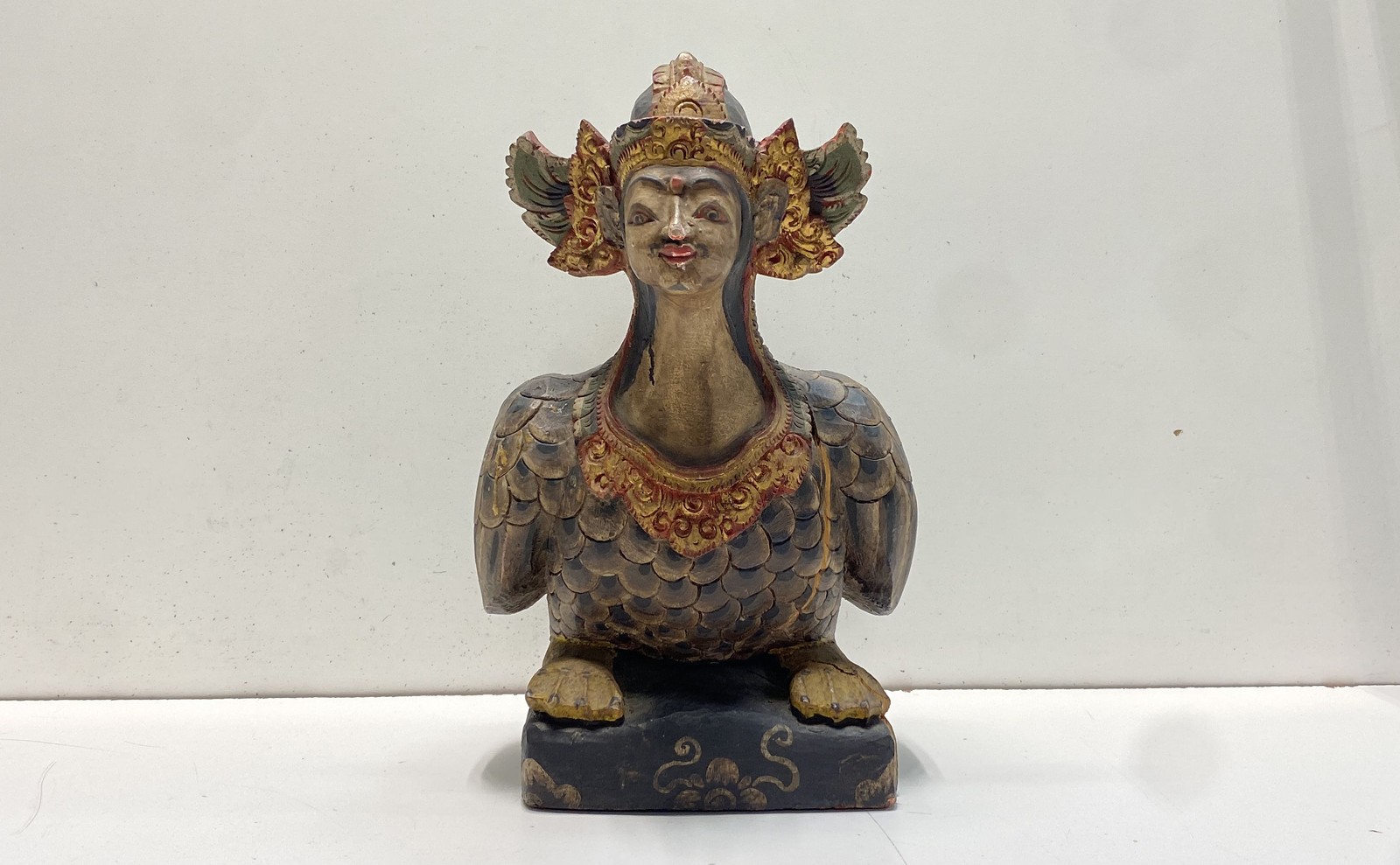 Unsigned Vintage Balinese Hand Carved Wood Mythical Bird Human Figure 16\