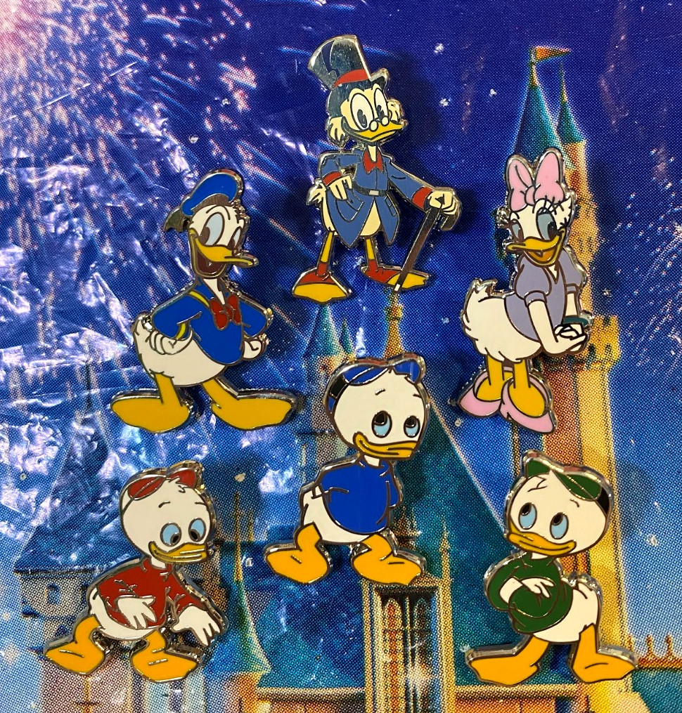 🦆 Disney Daisy & Donald Duck Nephews Huey Dewey Louie & Uncle Scrooge 6 Pin Set