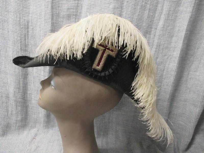 Antique 1800's Victorian Masonic Knights Templar Ostrich Chapeau Hat