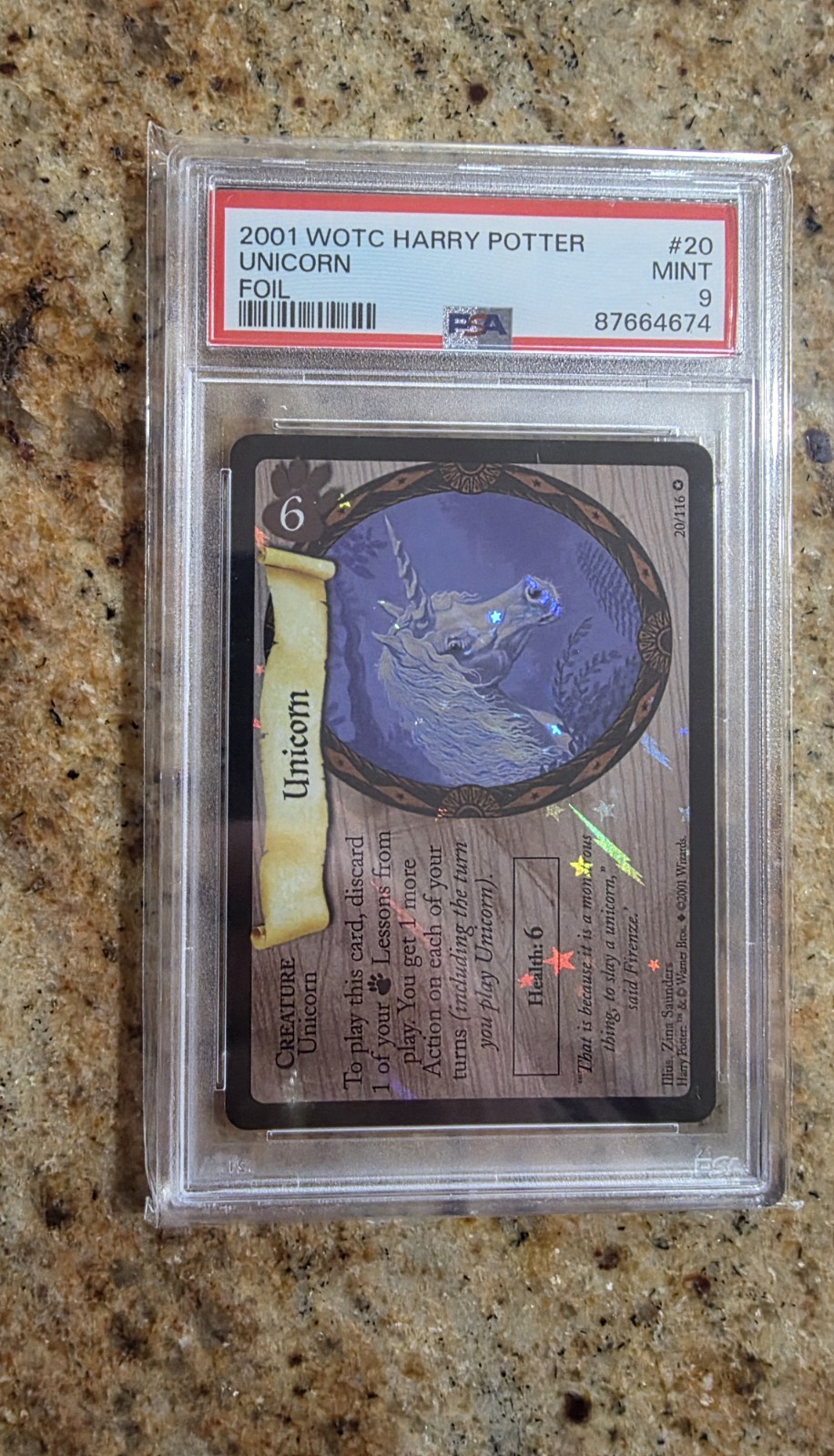 2001 WOTC HARRY POTTER HOLO FOIL #20 UNICORN PSA 9 TCG RARE 🔥