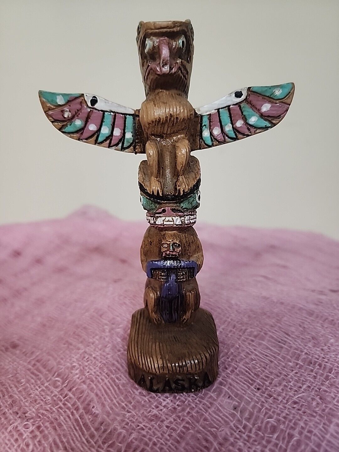 Alaska Thunderbird Totem Pole Native Figurine Sculpture Souvenir