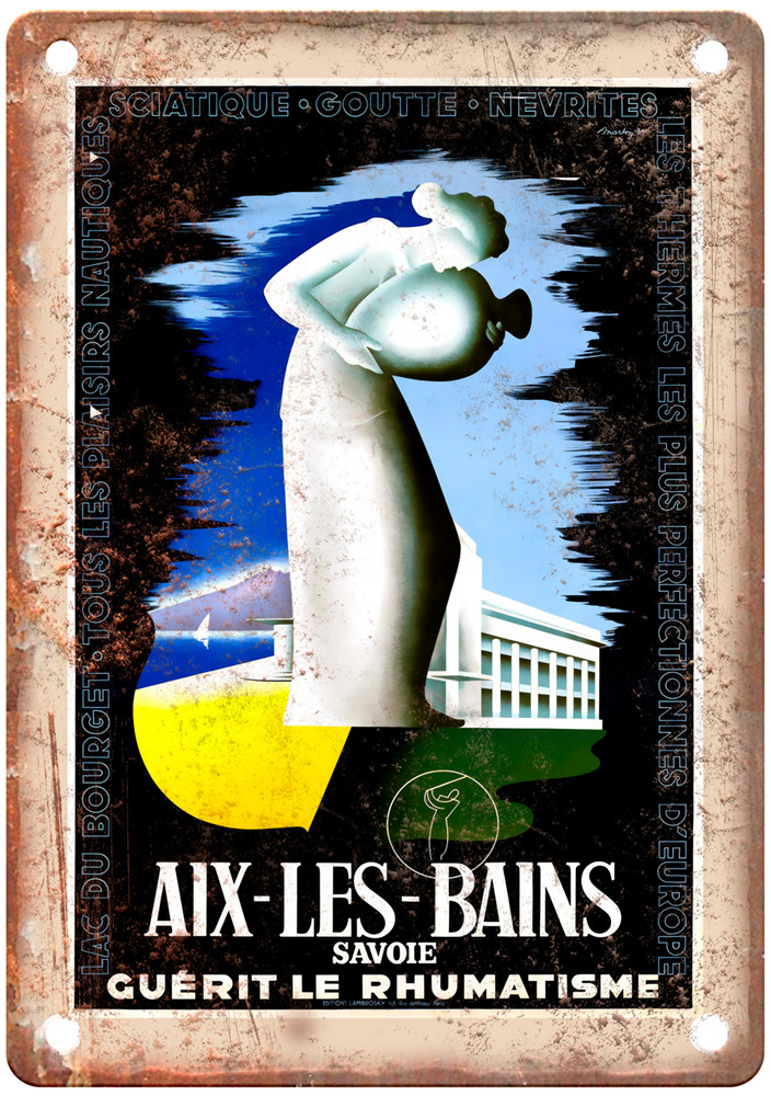 Vintage MARTON Aix les Bains Travel Poster Retro Look Sign T2489 Vintage MARTON Aix les Bains Travel Poster Retro Look Sign T2489