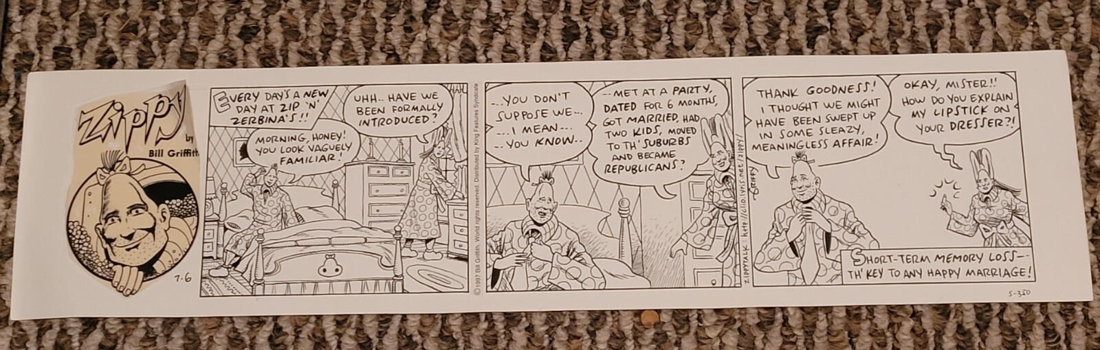 Underground Comix Artist BILL GRIFFITH ZIPPY THE PIN HEAD ORIGINAL DAILY