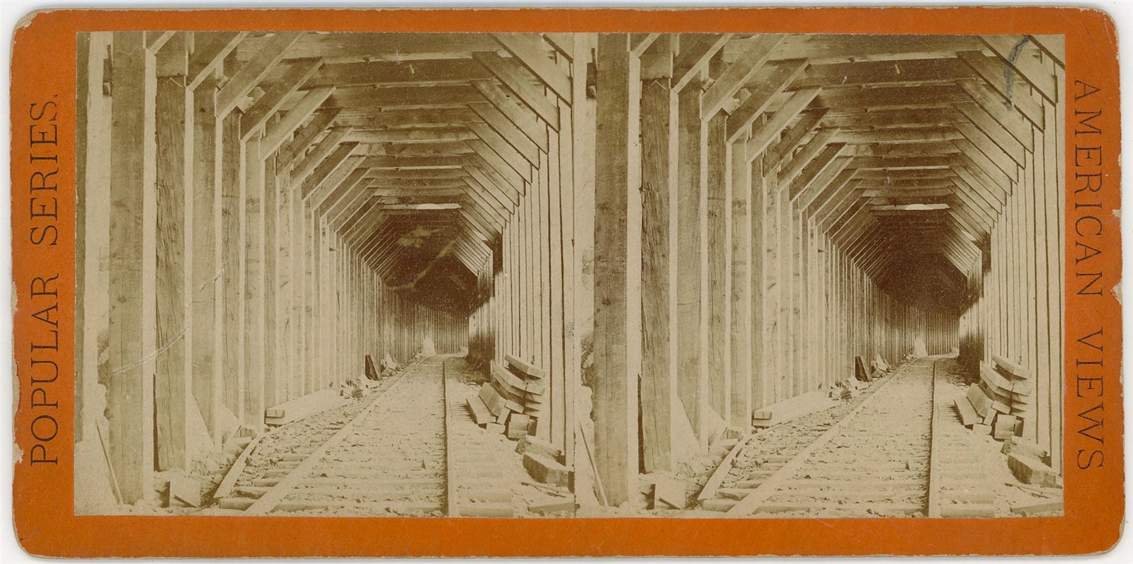 CALIFORNIA STEREOVIEW - CPRR - Snow Sheds Interior - Anthony 1870s