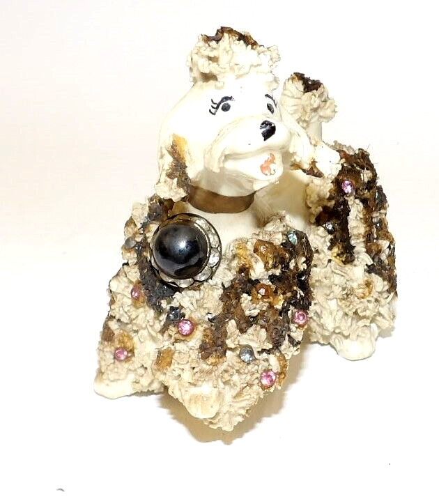Rare Vtg MCM Spaghetti Jeweled Body Poodle Dog Figurine