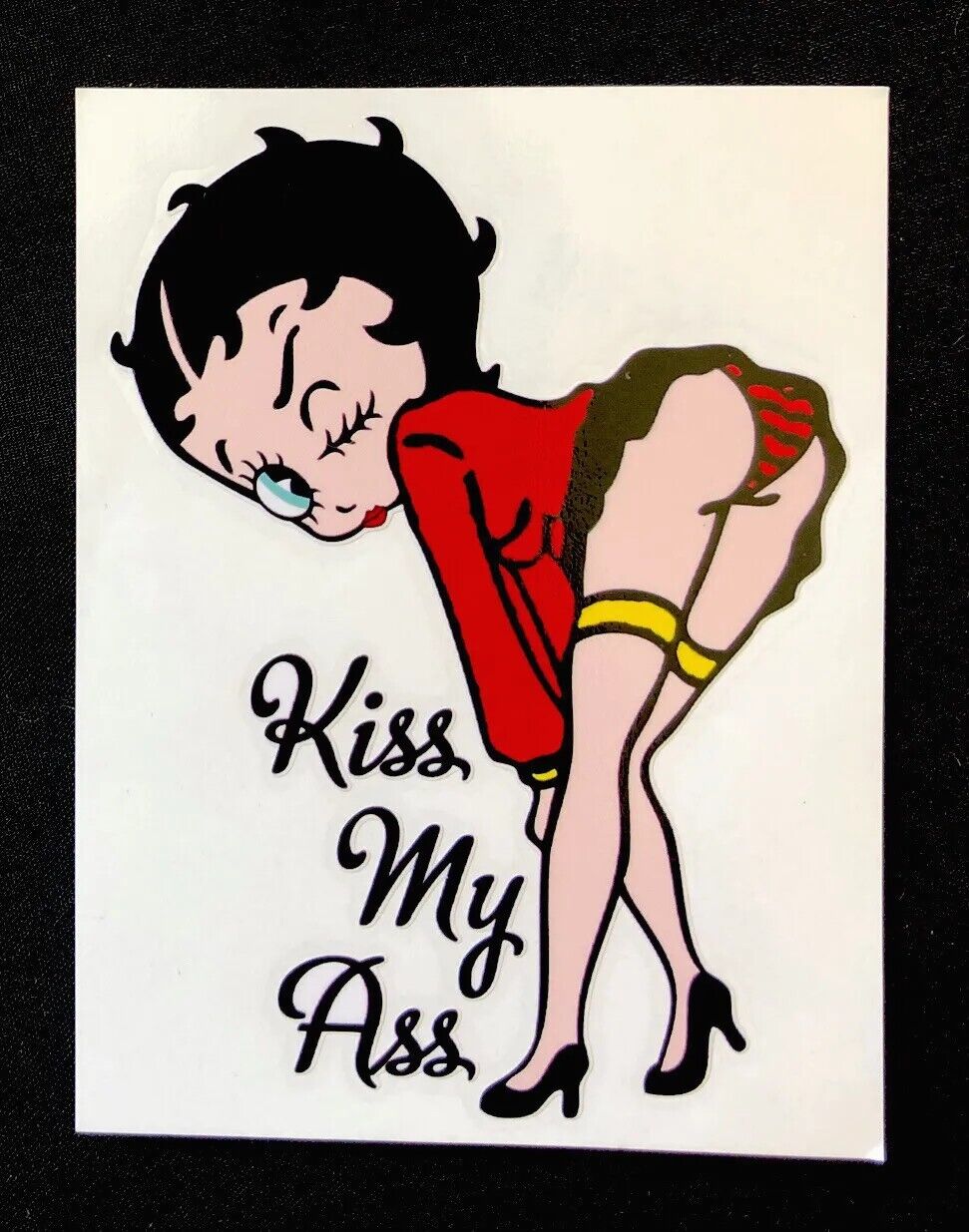 BETTY BOOP STICKER “KISS MY ASS” 3 3/4”￼ 5 1/4” SUPER HOT SEXY BETTY BOOP