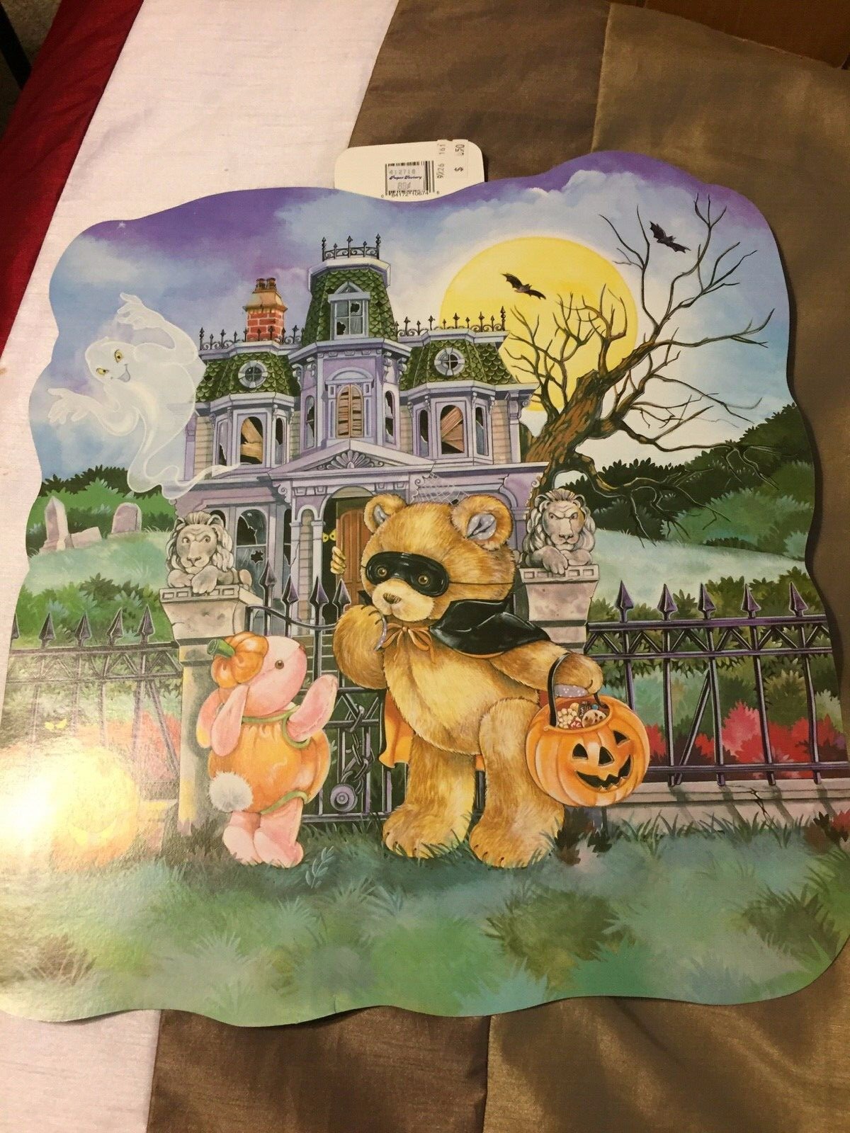Vintage Gibson HALLOWEEN HAUNTED HOUSE, Rabbit, Pumokins DIE CUT 16 Vintage Gibson HALLOWEEN HAUNTED HOUSE, Rabbit, Pumokins DIE CUT 16