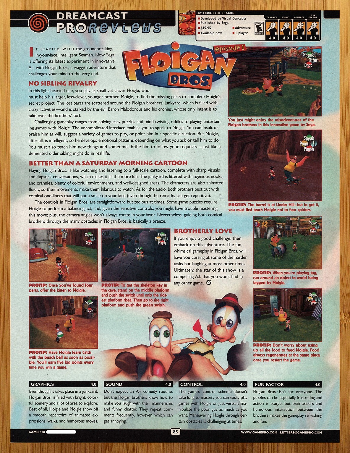 2001 Floigan Bros Dreamcast REVIEW Vintage Print Ad/Poster Retro Game Art 00s