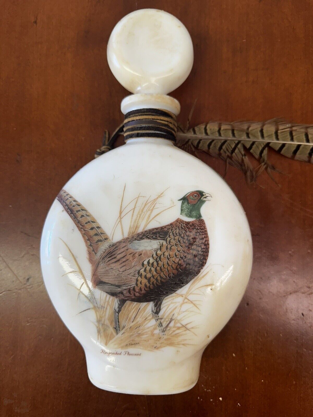 Vintage Milk Glass Field Birds Ringnecked Pheasant 1969- The Dant Distillery Co.
