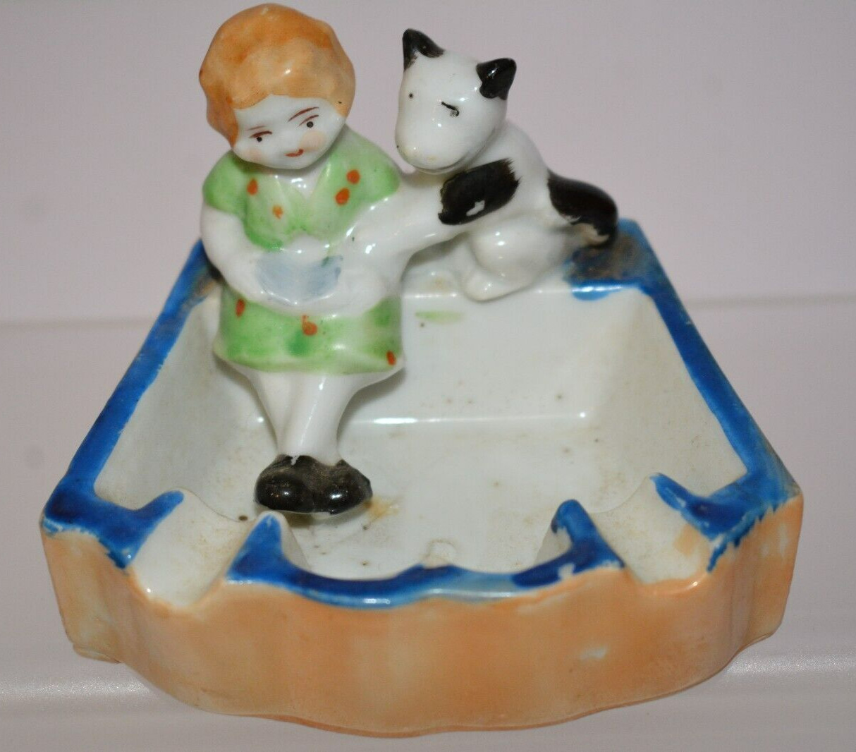 1930's Little Orphan Annie & Dog Lusterware Luster Ware Vintage Ashtray Japan