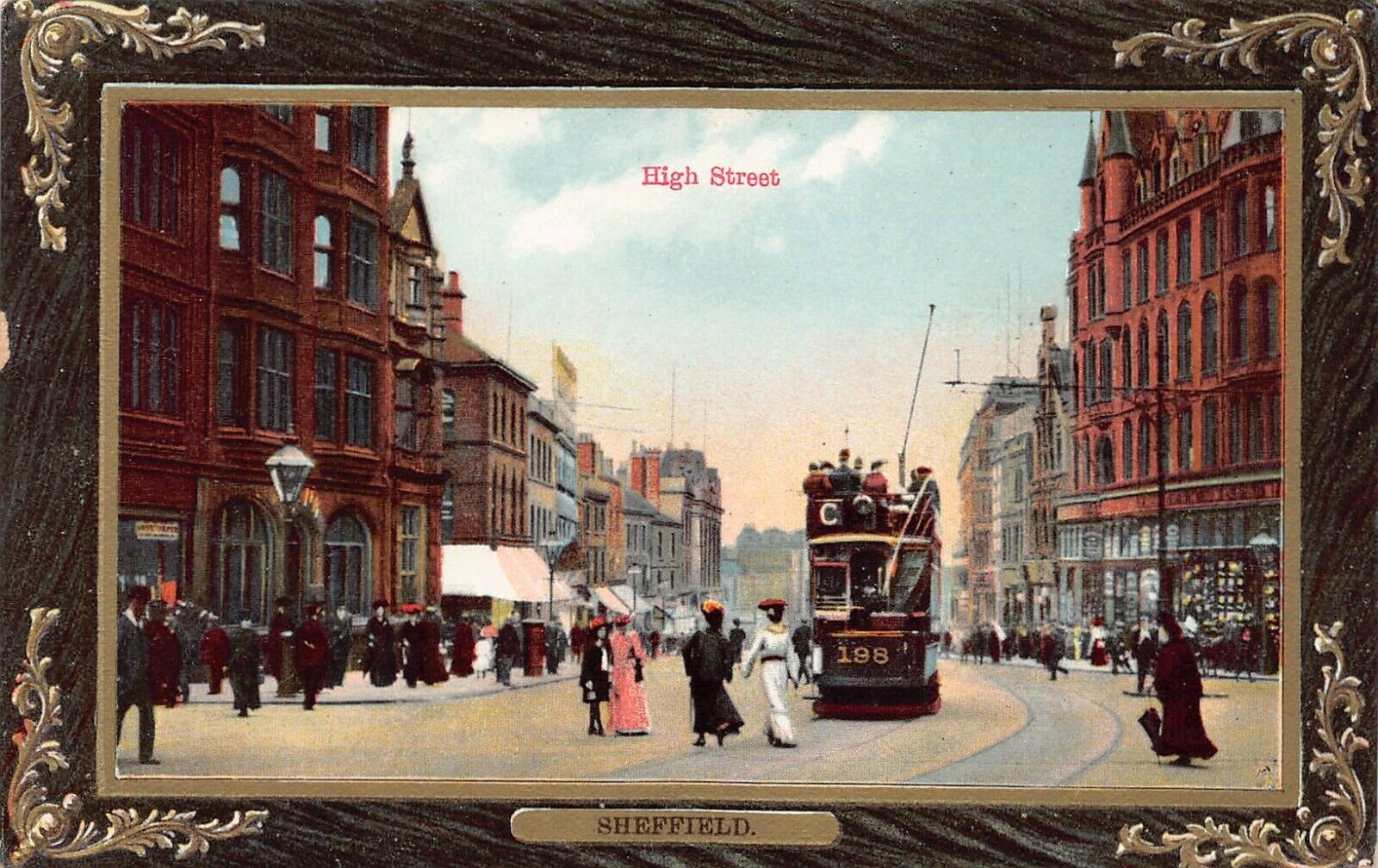 High Street, Sheffield, England, Very Early Postcard, Unused