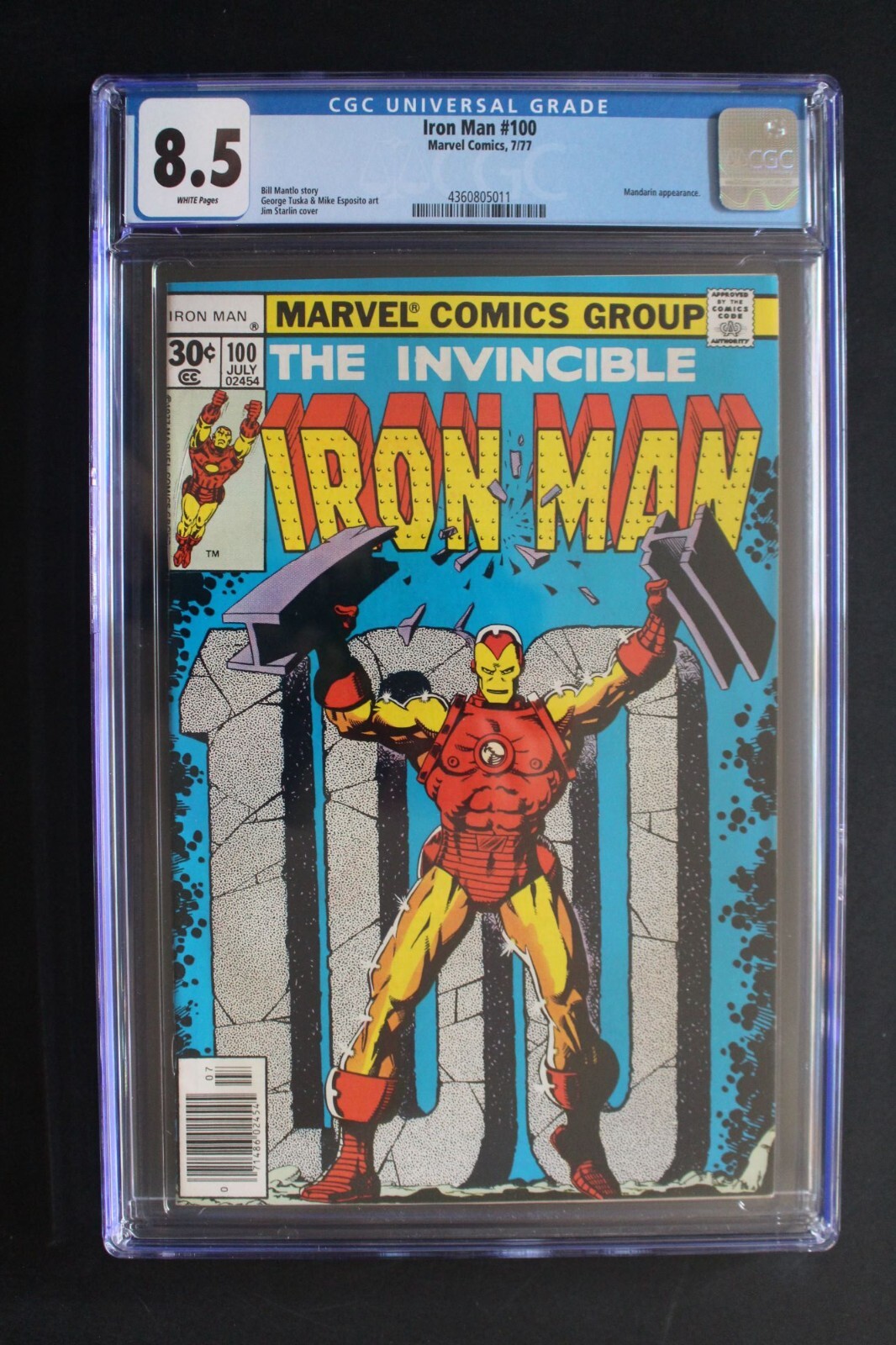Iron Man #100 Mandarin 1977 Anniversary Madame Masque Guardsman STARLIN CGC 8.5