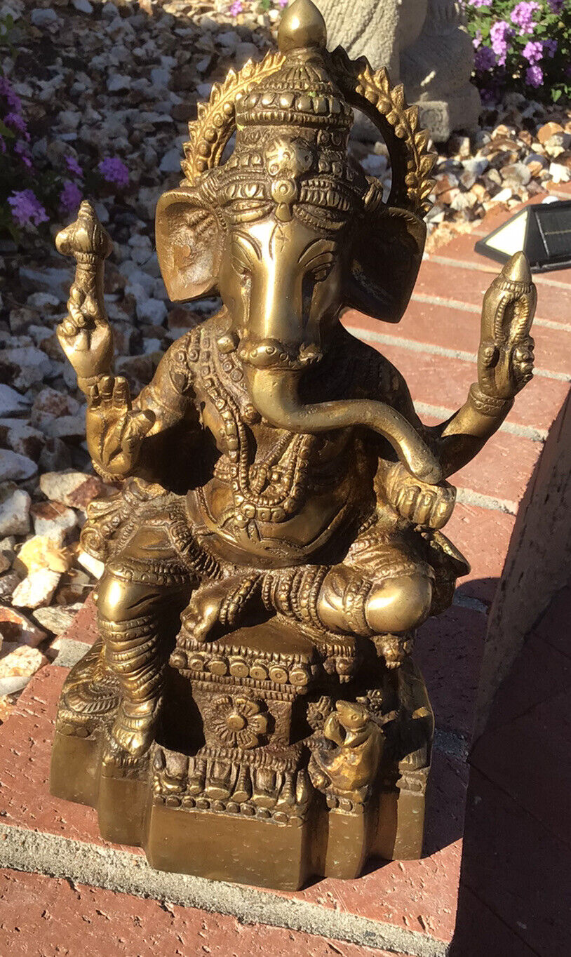 vintage bronze Ganesh 11” statue 6.4 lbs