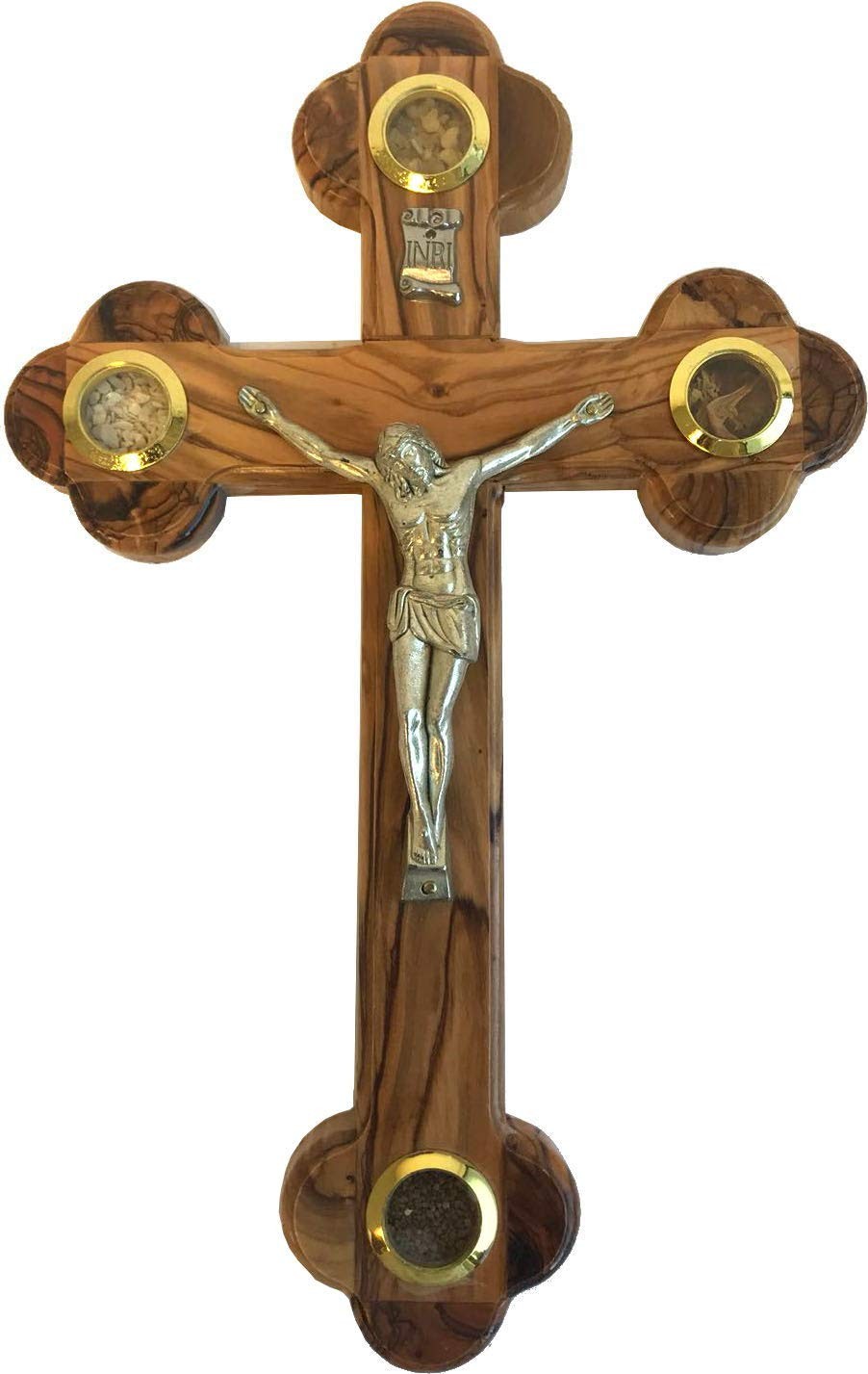 Mini Olive Wood Cross Crucifix with Holy Essences - 5.5 Inches. Mini Olive Wood Cross Crucifix with Holy Essences - 5.5 Inches.