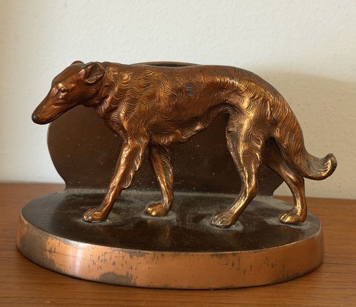 Art Deco Ronson Bronze Borzoi Dog Bookend Copper Tone Art Deco Ronson Bronze Borzoi Dog Bookend Copper Tone