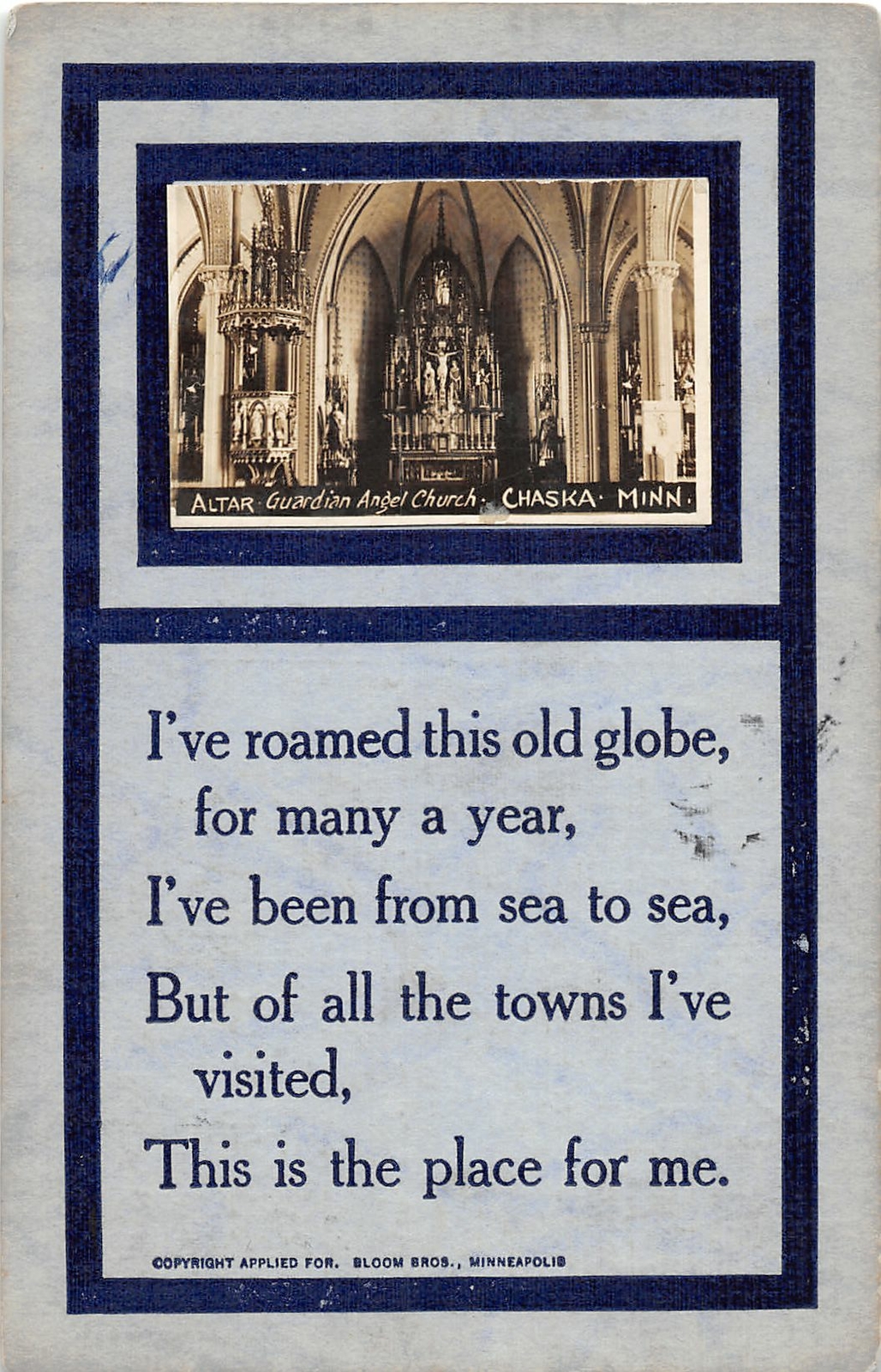 J7/ Chaska Minnesota RPPC Postcard c10 Interior Guardian Angel Church 11
