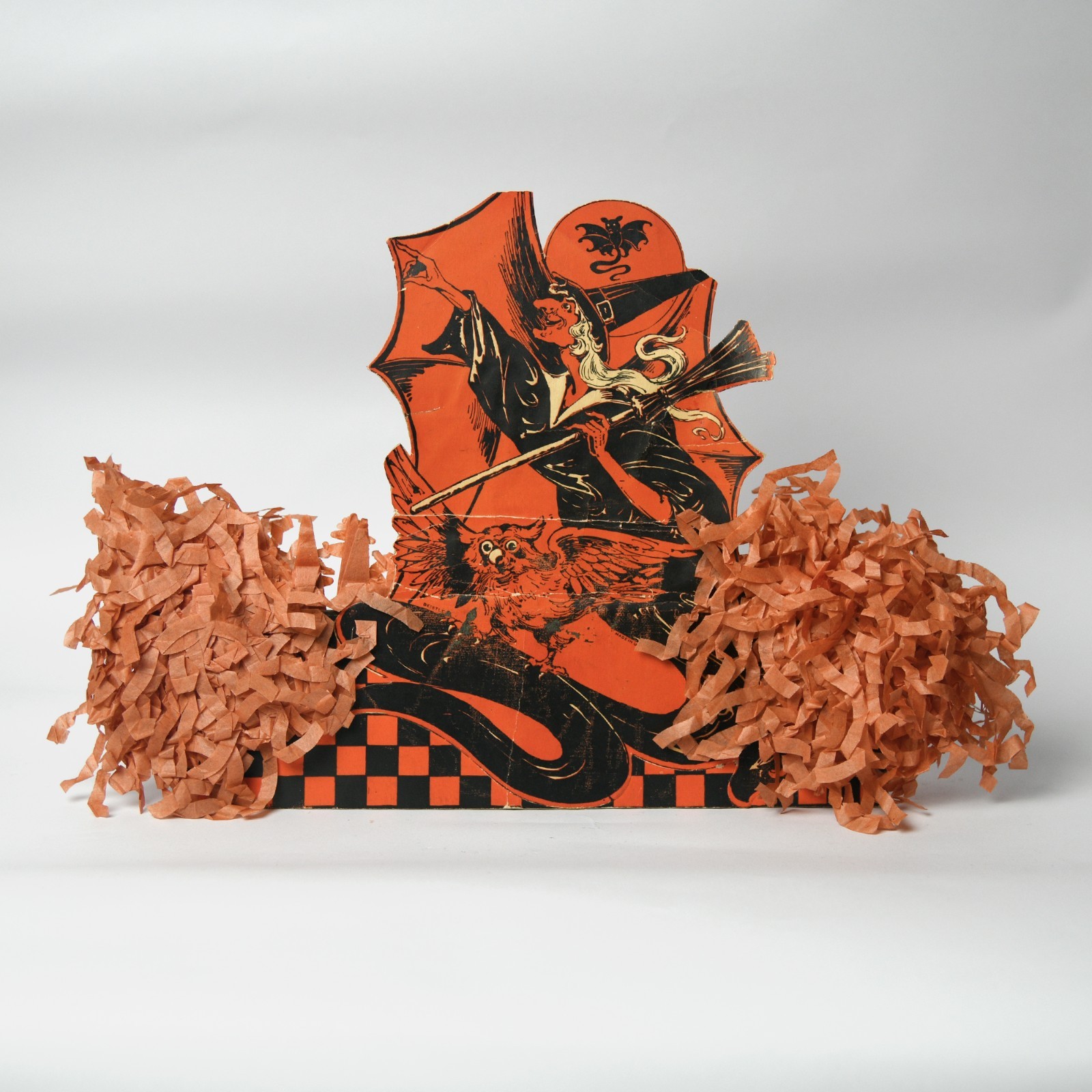 Vintage Beistle Halloween Hat with Crepe, Winged Snake Witch
