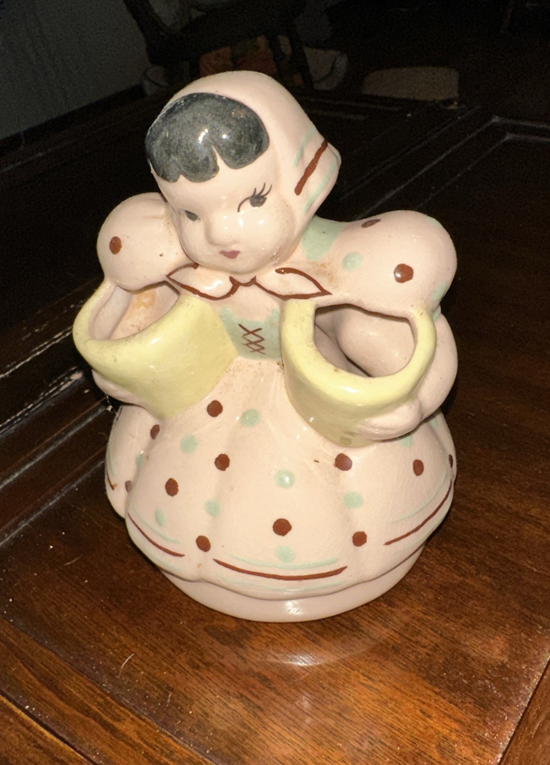 VTG Pink Holland Dutch Girl Buckets Ceramic Planter