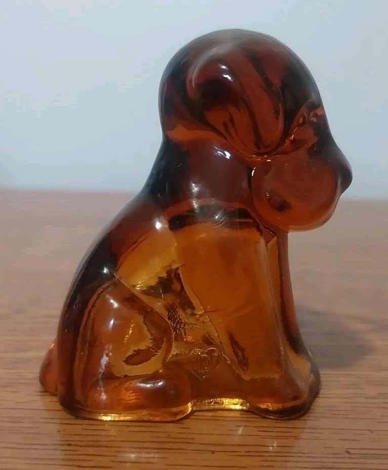 Vintage Degenhart Art Glass Pooch the Dog Figurine Amber