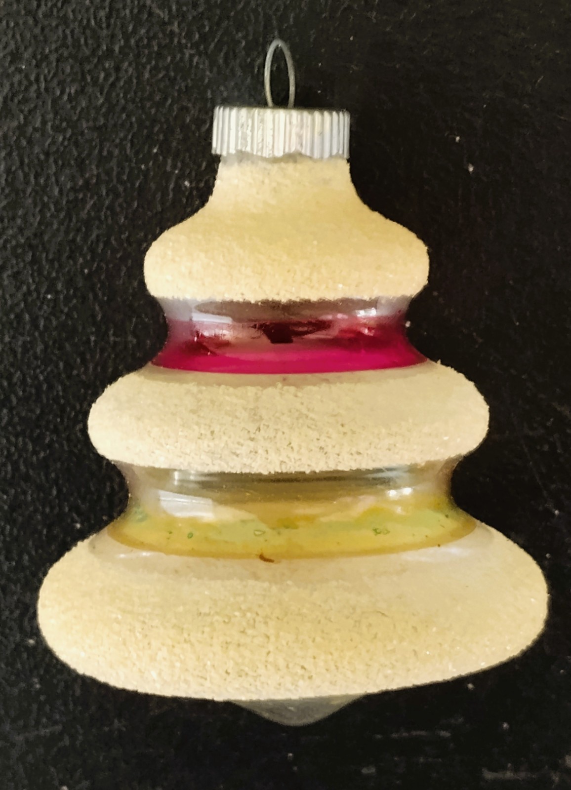 VTG WWII era Shiny Brite Unsilvered Glass XMAS TREE Mica Christmas Ornament -VG