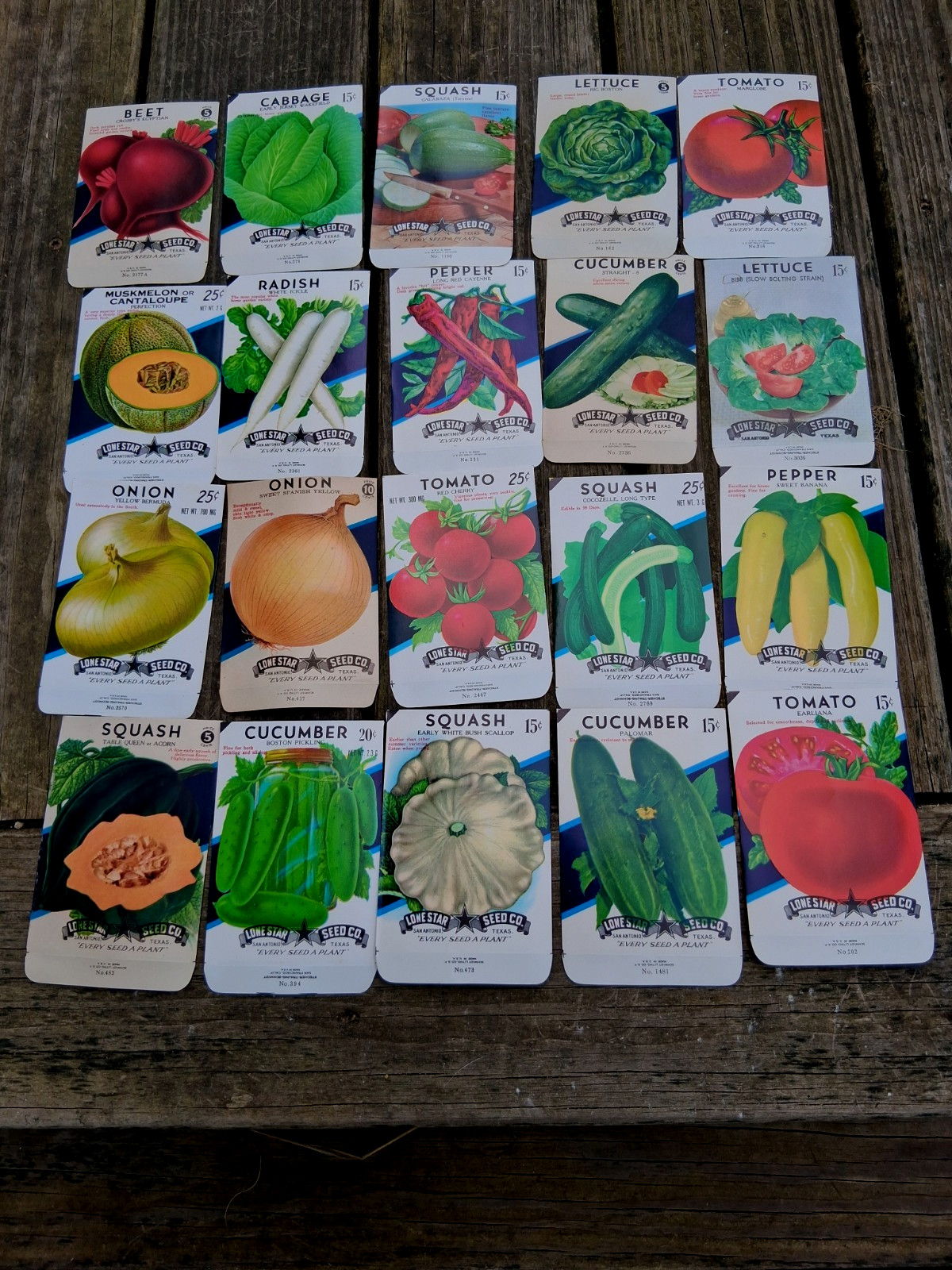 20 Different Vegetable Seed Packets Lone Star Seed Co San Antinio Tx