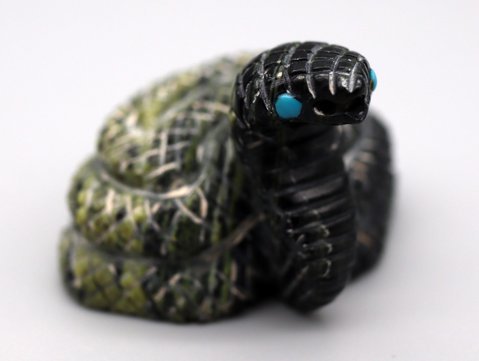 Unsigned Serpentine Zuni Coiled Snake Fetish by Unknown Carver