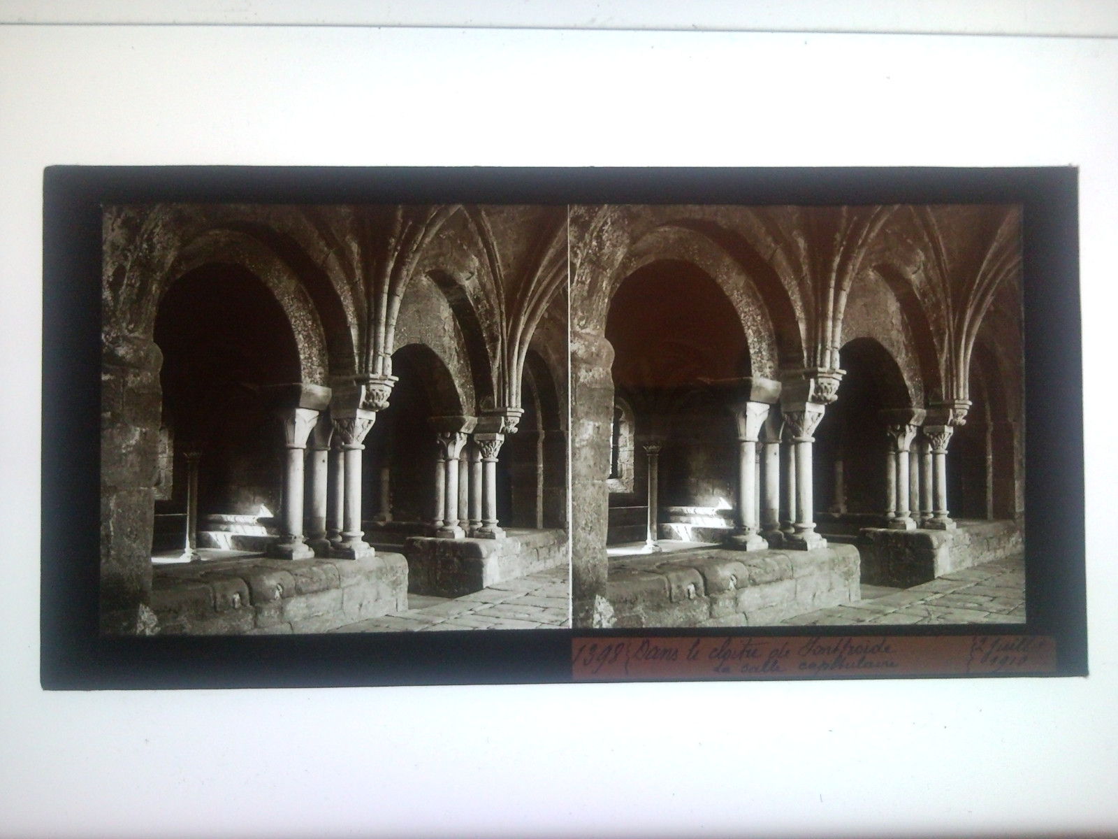 Original Stereo Glass Plate - FRANCE - Fontfroide Cloister - 1910 (1398)