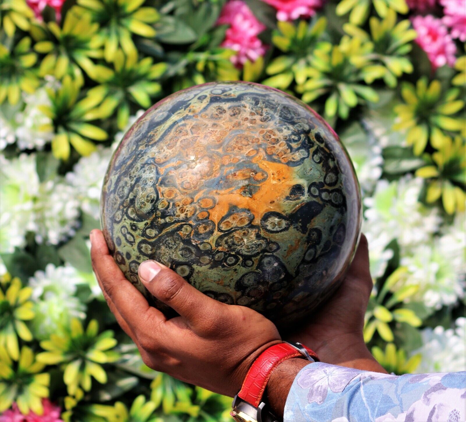 Large 20CM Natural Kambaba Jasper Meditation Spirit Healing Energy Sphere Ball