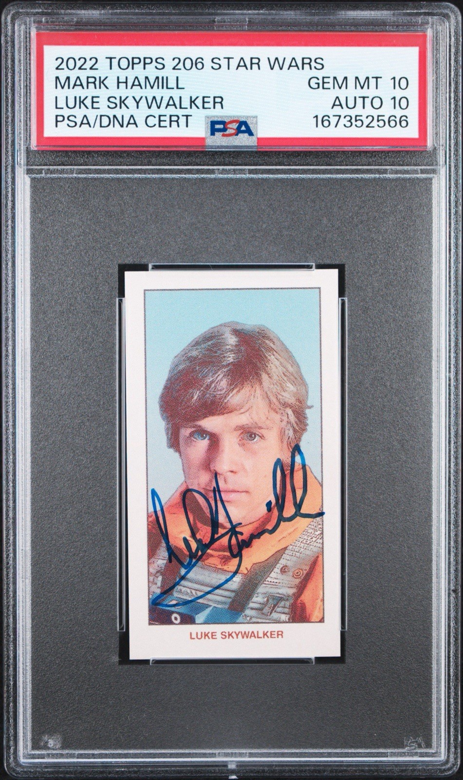 Mark Hamill Signed Topps 2022 Topps 206 Star Wars Luke Skywalker Auto PSA 10