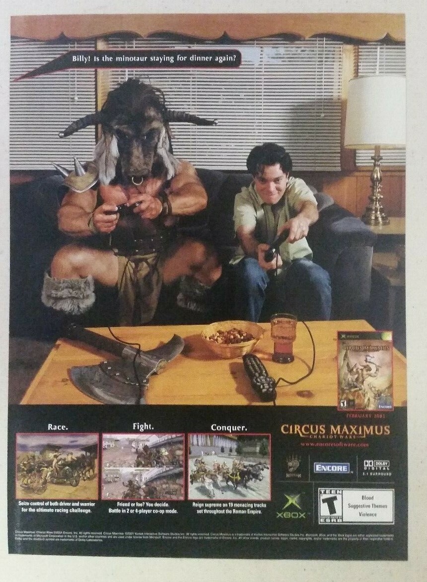 2001 CIRCUS MAXIMUS Chariot Wars Full Page vintage Video Game PRINT AD