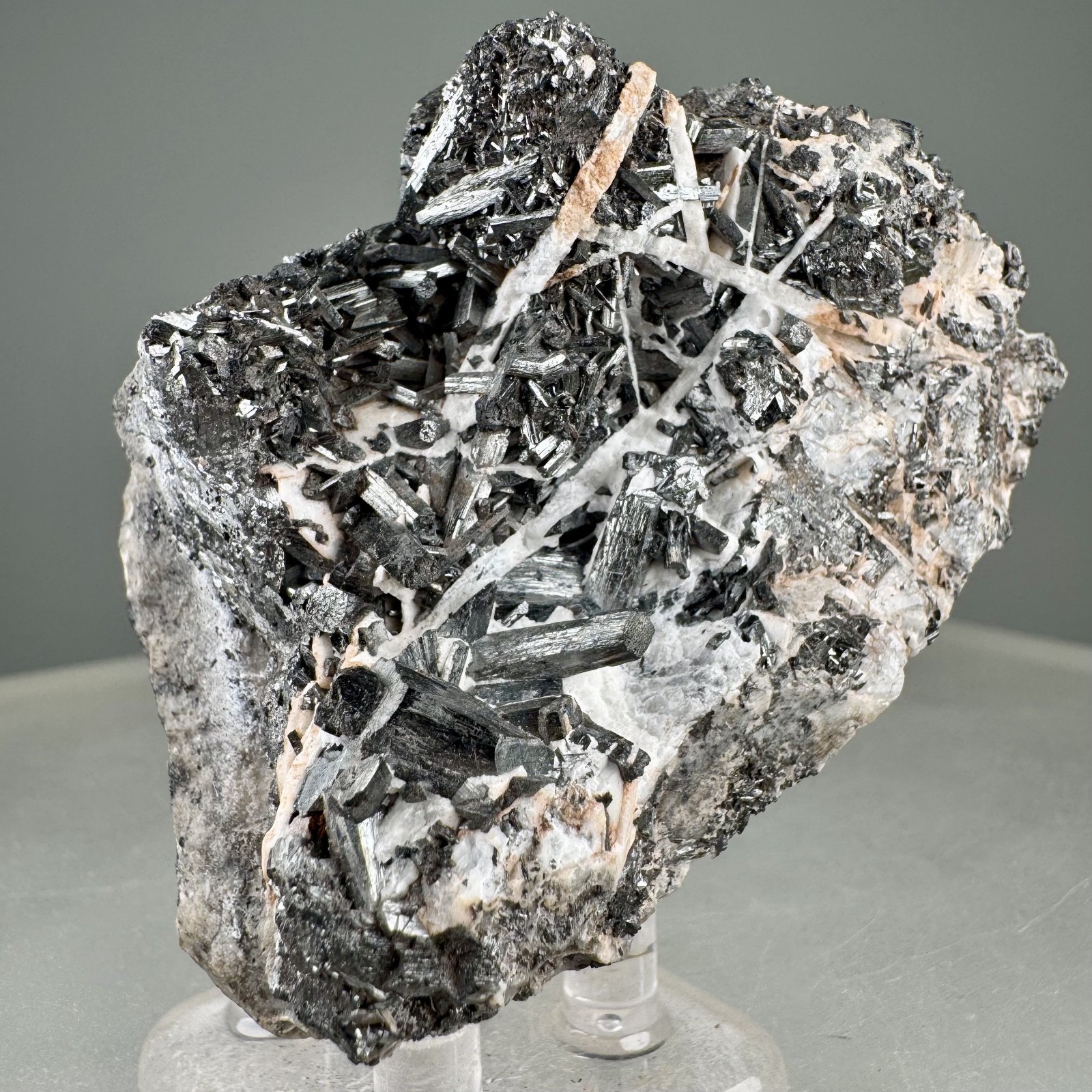 Nice Manganite Crystals on Calcite: Ilfeld, Harztor, Thuringia, Germany- Rare