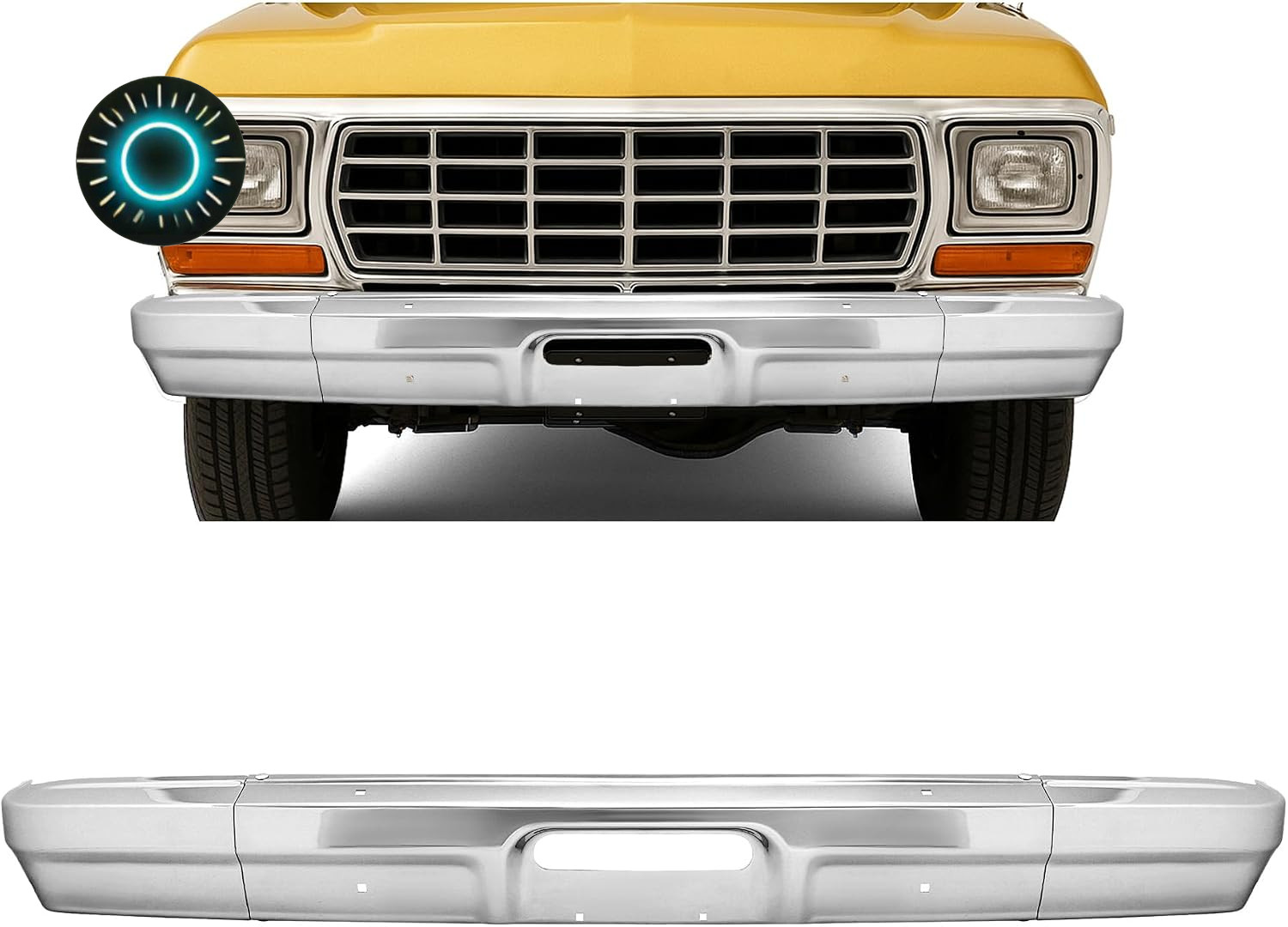 Front Bumper Compatible with 1978 1979 Ford Bronco F100 F150 Replacement for FO1