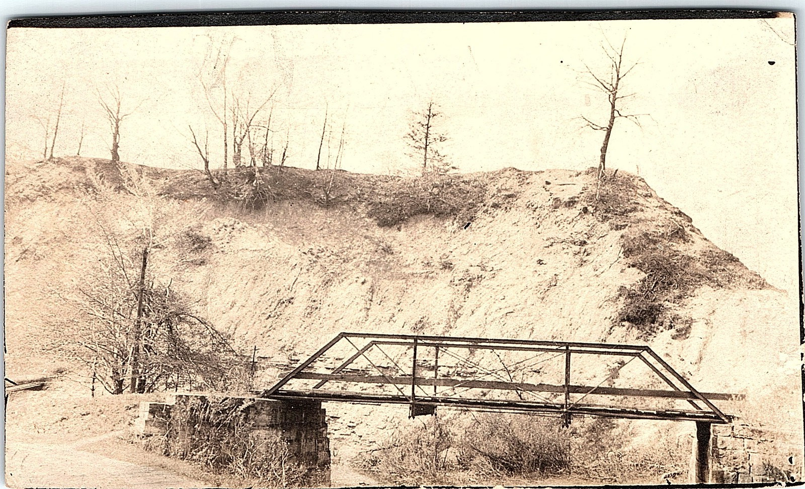 Vintage Postcard Rustic Footbridge Creek Real Photo Snapshot Antique